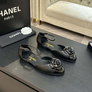 Chanel Black Camellia Flower Leather Slingback Ballet Flats Shoes Chanel Black Camellia Flower Leather Slingback Ballet Flats Shoes