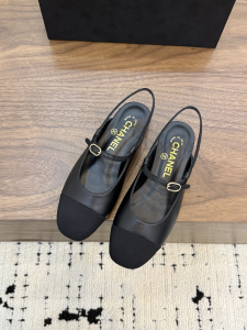 Chanel Black Lambskin Leather Slingback Flats Shoes Chanel Black Lambskin Leather Slingback Flats Shoes