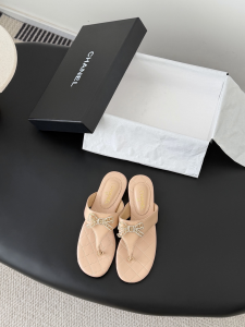Chanel Bowknot Pink Leather Thong Sandals Shoes Chanel Bowknot Pink Leather Thong Sandals Shoes