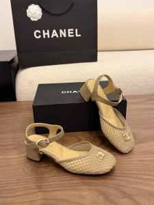 Chanel CC Logo Beige Fishnet and Leather Sandals Shoes Chanel CC Logo Beige Fishnet and Leather Sandals Shoes
