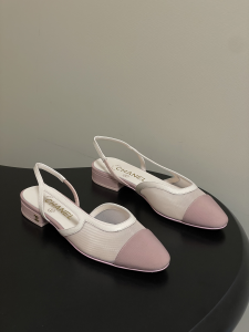 Chanel CC Pink Mesh and Leather Slingback Ballet Flats Shoes Chanel CC Pink Mesh and Leather Slingback Ballet Flats Shoes