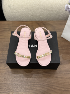 Chanel Pink Leather Sandals Shoes with Charms Chanel Pink Leather Sandals Shoes with Charms