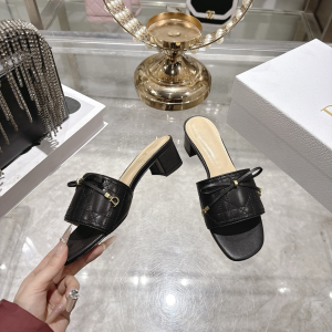 Dior Cannage Heeled Slide Sandals Shoes Black Quilted Cannage Lambskin 50MM Dior Cannage Heeled Slide Sandals Shoes Black Quilted Cannage Lambskin 50MM
