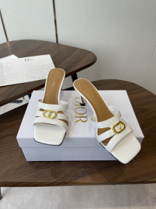 Dior or 30M Heeled Slides Sandals Shoes White Patent Calfskin Leather 70MM Dior or 30M Heeled Slides Sandals Shoes White Patent Calfskin Leather 70MM