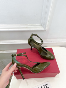 Ferragamo T Strap Dark Green Leather Pumps Shoes 90MM Ferragamo T Strap Dark Green Leather Pumps Shoes 90MM