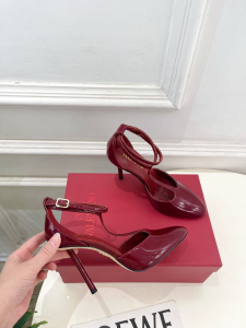 Ferragamo T Strap Dark Red Leather Pumps Shoes 90MM Ferragamo T Strap Dark Red Leather Pumps Shoes 90MM