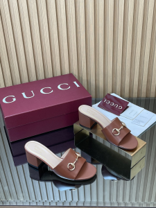 Gucci Horsebit Heeled Slide Sandals Shoes Brown Calfskin Leather 55MM Gucci Horsebit Heeled Slide Sandals Shoes Brown Calfskin Leather 55MM