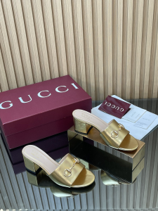 Gucci Horsebit Heeled Slide Sandals Shoes Gold Calfskin Leather 55MM Gucci Horsebit Heeled Slide Sandals Shoes Gold Calfskin Leather 55MM