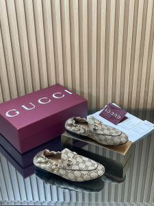 Gucci Jordaan Horsebit Embellished Logo Beige GG Canvas Loafers Shoes Gucci Jordaan Horsebit Embellished Logo Beige GG Canvas Loafers Shoes