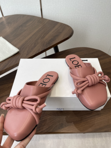 Loewe Flamenco Knot Flat Mules Shoes Pink Lambskin Leather Loewe Flamenco Knot Flat Mules Shoes Pink Lambskin Leather