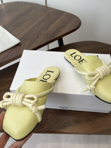 Loewe Flamenco Knot Flat Mules Shoes Yellow Lambskin Leather Loewe Flamenco Knot Flat Mules Shoes Yellow Lambskin Leather