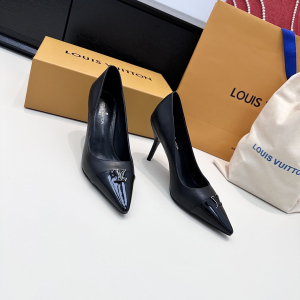 Louis Vuitton City Pumps Shoes Black Patent Leather 100MM Louis Vuitton City Pumps Shoes Black Patent Leather 100MM