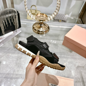 Miu Miu Logo Dad Black Suede Leather and Nylon Flat Sandals Shoes Miu Miu Logo Dad Black Suede Leather and Nylon Flat Sandals Shoes