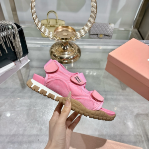 Miu Miu Logo Dad Pink Suede Leather and Nylon Flat Sandals Shoes Miu Miu Logo Dad Pink Suede Leather and Nylon Flat Sandals Shoes