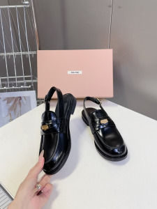 Miu Miu Slingback Penny Loafers Shoes Black Calfskin Leather Miu Miu Slingback Penny Loafers Shoes Black Calfskin Leather