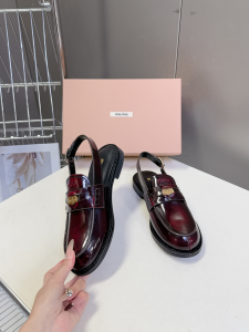 Miu Miu Slingback Penny Loafers Shoes Burgundy Calfskin Leather Miu Miu Slingback Penny Loafers Shoes Burgundy Calfskin Leather