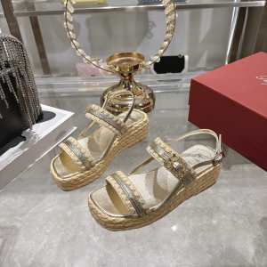 Roger Vivier Summer Strass Platform Sandals Shoes Gold Roger Vivier Summer Strass Platform Sandals Shoes Gold
