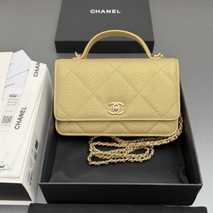 Chanel CC Classic Wallet on Chain WOC Top Handle Shoulder Crossbody Bag Beige Chanel CC Classic Wallet on Chain WOC Top Handle Shoulder Crossbody Bag Beige