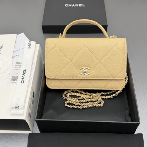 Chanel CC Classic Wallet on Chain WOC Top Handle Shoulder Crossbody Bag Beige Chanel CC Classic Wallet on Chain WOC Top Handle Shoulder Crossbody Bag Beige