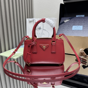 Prada Galleria Saffiano Leather Mini Tote Shoulder Bag Red Prada Galleria Saffiano Leather Mini Tote Shoulder Bag Red