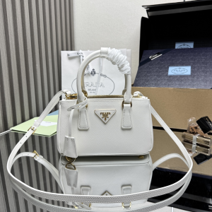Prada Galleria Saffiano Leather Mini Tote Shoulder Bag White Prada Galleria Saffiano Leather Mini Tote Shoulder Bag White