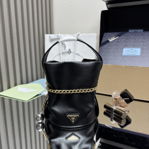 Prada Petit Sac Noir Mini Nappa Leather Bucket Shoulder Bag Black Prada Petit Sac Noir Mini Nappa Leather Bucket Shoulder Bag Black