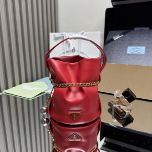 Prada Petit Sac Noir Mini Nappa Leather Bucket Shoulder Bag Red Prada Petit Sac Noir Mini Nappa Leather Bucket Shoulder Bag Red