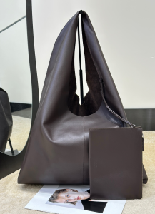 The Row Bindle 3 Tote Shoulder Bag Dark Brown Nappa Lambskin Leather The Row Bindle 3 Tote Shoulder Bag Dark Brown Nappa Lambskin Leather