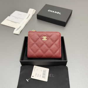 Chanel CC Zip Around Wallet Red Metallic quilted Caviar leather Chanel CC Zip Around Wallet Red Metallic quilted Caviar leather