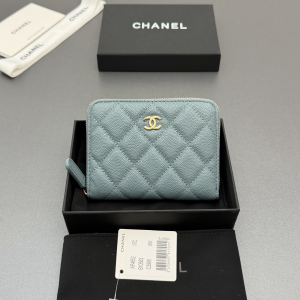Chanel Classic Zip Coin Purse Wallet Light Blue quilted caviar leather Chanel Classic Zip Coin Purse Wallet Light Blue quilted caviar leather