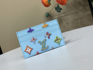 Louis Vuitton Double Card Holder Wallet Light Blue Monogram Donuts Canvas Louis Vuitton Double Card Holder Wallet Light Blue Monogram Donuts Canvas