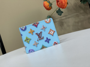Louis Vuitton Multiple Wallet Light Blue Monogram Donuts Canvas Louis Vuitton Multiple Wallet Light Blue Monogram Donuts Canvas