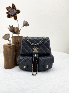 Chanel Black Caviar Leather Mini Duma Pockets Drawstring Backpack Bag Chanel Black Caviar Leather Mini Duma Pockets Drawstring Backpack Bag