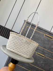 Chanel Coco Mark Fabric Small Cotton Shopping Tote Bag White Beige Chanel Coco Mark Fabric Small Cotton Shopping Tote Bag White Beige