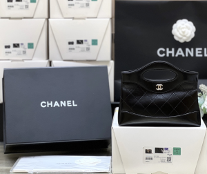 Chanel Vip Calfskin Leather Quilted Lambskin Mini 31 Shopping Sholder Bag Black Chanel Vip Calfskin Leather Quilted Lambskin Mini 31 Shopping Sholder Bag Black