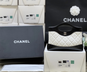 Chanel Vip Calfskin Leather Quilted Lambskin Mini 31 Shopping Sholder Bag Black White Chanel Vip Calfskin Leather Quilted Lambskin Mini 31 Shopping Sholder Bag Black White