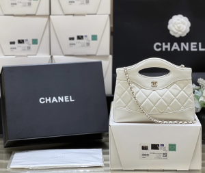 Chanel Vip Calfskin Leather Quilted Lambskin Mini 31 Shopping Sholder Bag White Chanel Vip Calfskin Leather Quilted Lambskin Mini 31 Shopping Sholder Bag White