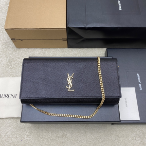 Saint Laurent YSL Kate Clutch Chain Shoulder Crossbody Bag Black Grain De Poudre Leather Saint Laurent YSL Kate Clutch Chain Shoulder Crossbody Bag Black Grain De Poudre Leather
