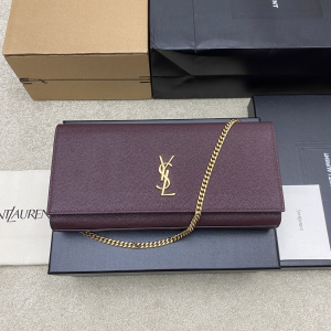 Saint Laurent YSL Kate Clutch Chain Shoulder Crossbody Bag Burgundy Grain De Poudre Leather Saint Laurent YSL Kate Clutch Chain Shoulder Crossbody Bag Burgundy Grain De Poudre Leather