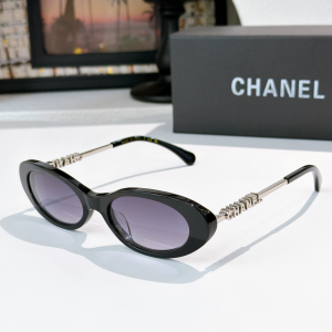 Chanel Monogram Logo Oval Luxury Eyewear Sunglasses CH5565 Blue Black Chanel Monogram Logo Oval Luxury Eyewear Sunglasses CH5565 Blue Black