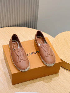Louis Vuitton LV Starboard Flat Espadrille Shoes Brown Grained Calf Leather Louis Vuitton LV Starboard Flat Espadrille Shoes Brown Grained Calf Leather