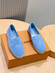 Louis Vuitton LV Starboard Flat Espadrille Shoes Light Blue Suede Calf Leather Louis Vuitton LV Starboard Flat Espadrille Shoes Light Blue Suede Calf Leather