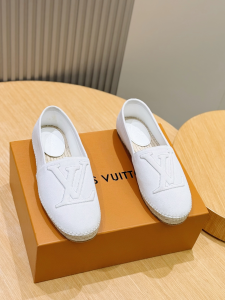 Louis Vuitton LV Starboard Flat Espadrille Shoes White Suede Calf Leather Louis Vuitton LV Starboard Flat Espadrille Shoes White Suede Calf Leather