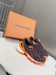 Louis Vuitton LV Summit Sneaker Shoes Brown Orange Leather and Technical Fabric Louis Vuitton LV Summit Sneaker Shoes Brown Orange Leather and Technical Fabric