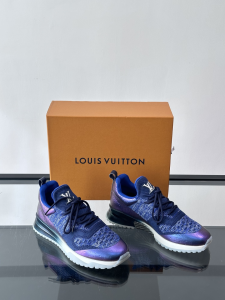 Louis Vuitton VNR Blue Knit Fabric Lace Up Mens Sneakers Shoes Louis Vuitton VNR Blue Knit Fabric Lace Up Mens Sneakers Shoes