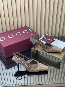 Gucci Crystals Gray GG Mesh Slingback Pumps Shoes 75MM Gucci Crystals Gray GG Mesh Slingback Pumps Shoes 75MM