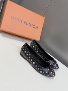 Louis Vuitton LVxTM Nina Bow Ballet Flat Shoes Black Multicolor Monogram Canvas Louis Vuitton LVxTM Nina Bow Ballet Flat Shoes Black Multicolor Monogram Canvas