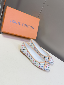 Louis Vuitton LVxTM Nina Bow Ballet Flat Shoes White Multicolor Monogram Canvas Louis Vuitton LVxTM Nina Bow Ballet Flat Shoes White Multicolor Monogram Canvas