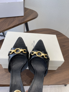 Saint Laurent YSL Le Maillon High Heeled Mule Slides Sandals Shoes Black Calfskin Leather 75MM Saint Laurent YSL Le Maillon High Heeled Mule Slides Sandals Shoes Black Calfskin Leather 75MM