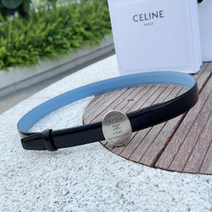 Celine Maison Celine Buckle Belt with Collar Stud Black Blue Leather 25CM Celine Maison Celine Buckle Belt with Collar Stud Black Blue Leather 25CM